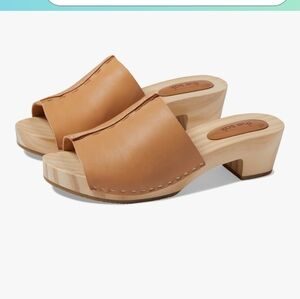 The Sak Ella Clog Sandals Leather Wooden Heel Size 9 *New